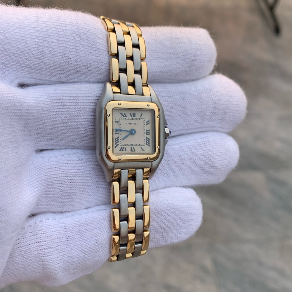 VINTAGE CARTIER PANTHERE 22MM THREE ROW WATCH W/BOX - 1057917